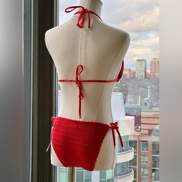 🆕 CHELSEA & VIOLET 🧿 NWT Solid Crochet Triangle Hipster Bikini Set - Sz S - Picture 7 of 15